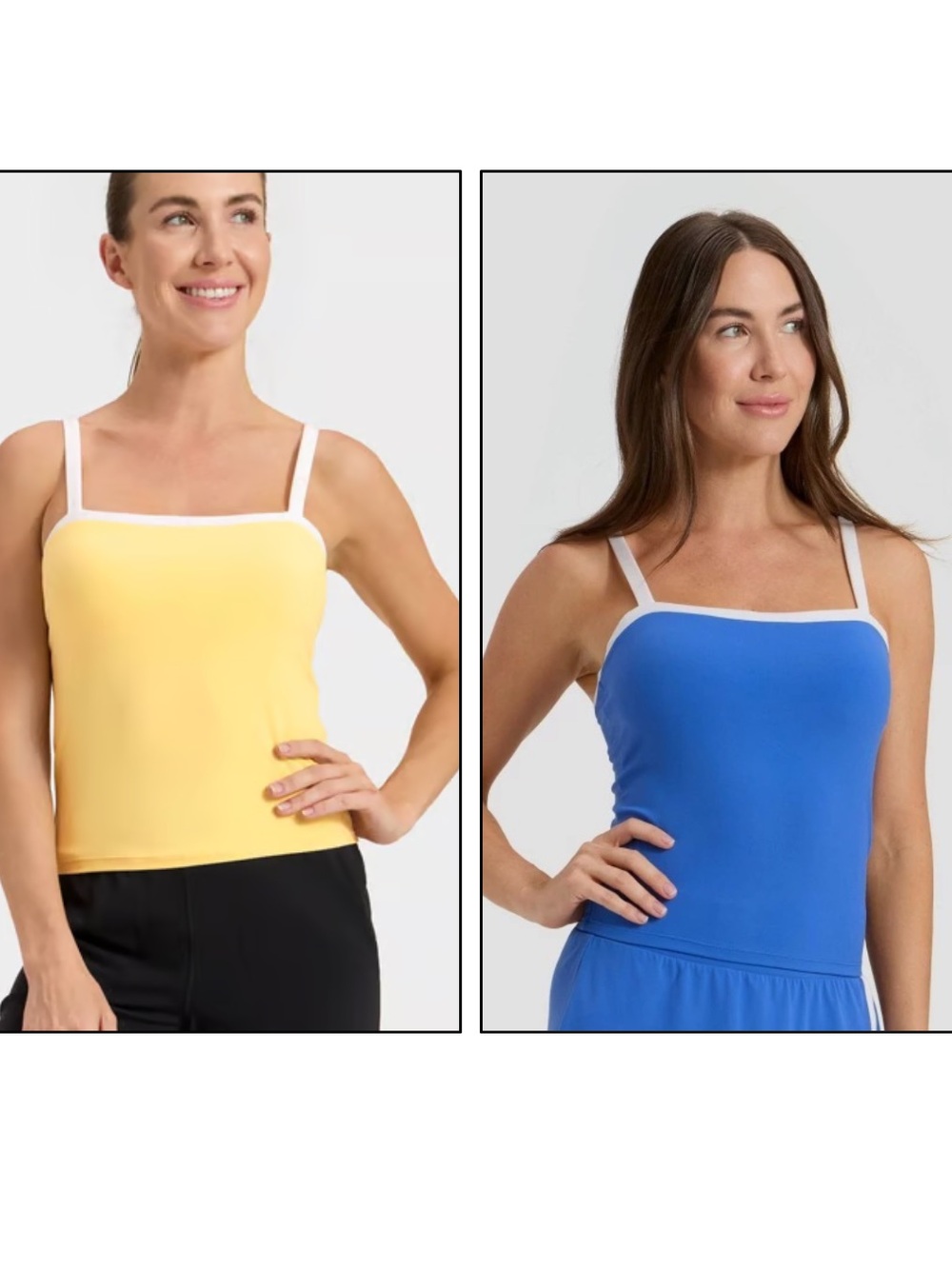 Target Double Crop Tank Top Duo — Blue and Yellow with White Trim
